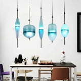 2026 Modern Simple Lake Blue Gradient Glass Pendant Lamp Designer Model Room Bedroom Restaurant Bar LED Chandelier Home Decor Li