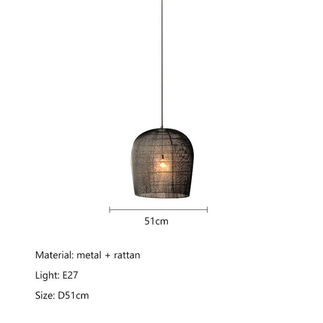 Modern Creative Led Pendant Lamp Handmade Rattan Bedside Dining Room Bar Chandelier Bedroom Bedside Lamp Hanging Light Fixture
