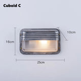 Retro Aluminum Outdoor LED Wall Lamp E27 Waterproof Moisture Industrial Garden Porch Light Bathroom Balcony Glass Ceiling Light