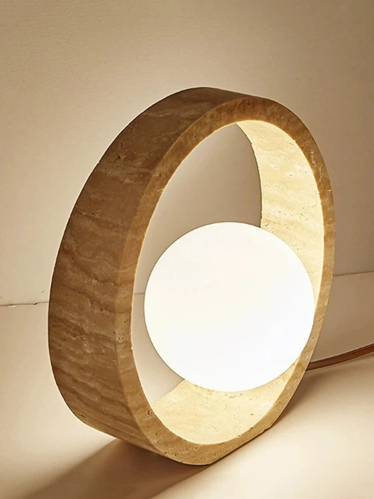 Modern Travertine Floor Lamp Natural Yellow Cave Stone LED Table Lamp Indoor Decor Lighting Bedside Living Room Bedroom Study G9
