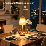 Cordless LED Table Lamp Fabric Desk Lamp Rechargeable Night Light for Bar Dining Room Restaurant Atmosphere Decor Lamp