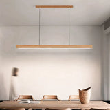 Nordic Pendant Light Wood Long Strip Suspension Chandelier for Living Dining Room Dining Table Lamp Lighting Fixture