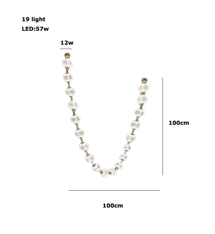2026 Trendy Pearl Necklace Design LED Dimmable Chandelier Balls Staircase 6 m Long Suspension Luminaire Lampen For Living Room