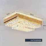 Modern round square layered crystal chandelier black gold luxury Led ceiling lamp living room main lamp villa foyer lighting