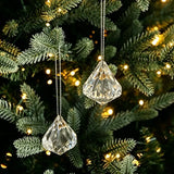 Clear Faceted Diamond Crystal Christmas Ornaments Acrylic Gem Hanging Pendants for Xmas Tree Home Holiday Decoration