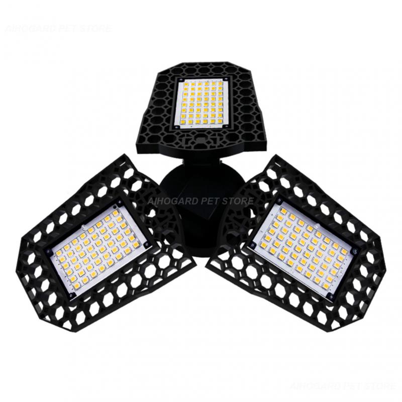 Deformable Bulb Industrial Lighting 3 Panels Ceiling Light 3000k/6000k Adjustable 40/60/80w Led Garage Light Workshop Lighting