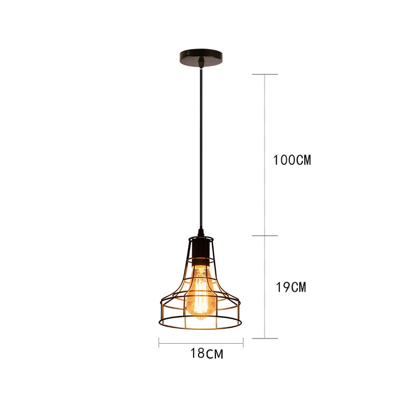 Retro Industrial Pendant Light Nordic Black Metal Cage Lighting Fixtures Iron Loft Cage Kitchen Vintage Adjustable Hanging Lamps