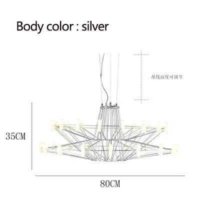 Moooi Coppelia Designer Loft Villa Duplex Chandelier Luxury High-end Living Dining Room LED Round Iron Wire Decor Lighting