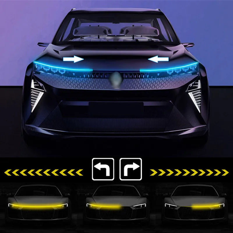 LED Car Hood Light with Turn Signal Scan and DRL.