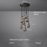 New Copper LED Pendant Light, Modern Lobby Waterdrop Glass Light, Home Decoration, Hotel Villa Glossy Staircase Ceiling  Lamps