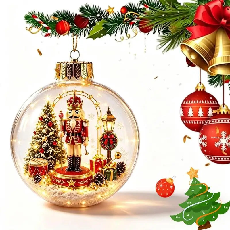 Glowing Christmas Story Ornament - Glowing Christmas Diorama Ornament, Light-Up Mini Scene With Warm LED Light, Light-Up Mini