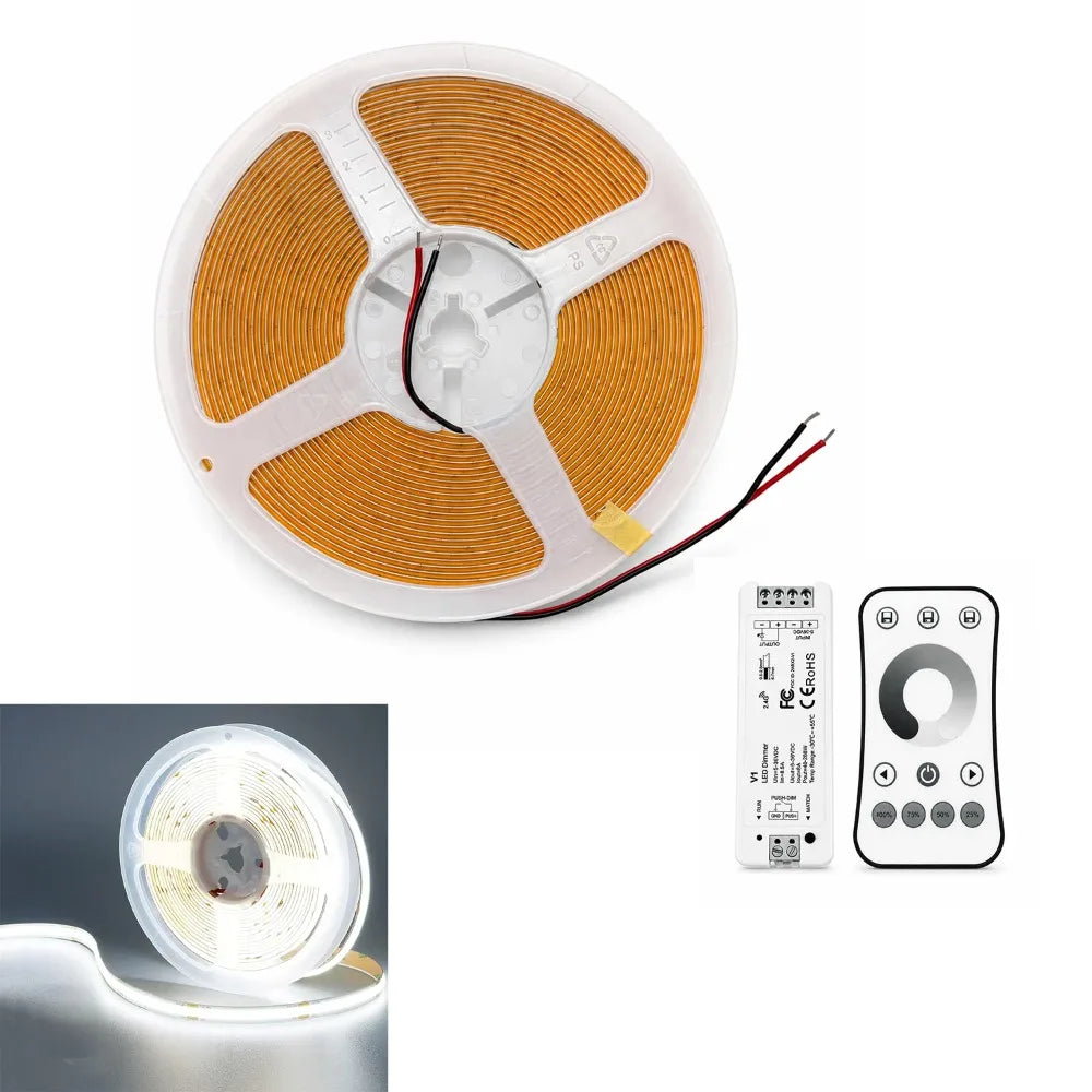 24V LED COB Free Cut Strip 5m 10m 312/576 LEDs Flexible Light Tape 3000K 4000K 6000K Bright Linear Lighting with Remote Control