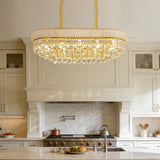 Luxury Ceiling Light: Empire Gold Ceiling Light Fixtures 10 Lights Rectangular Crystals Chandelier Over Long Dining Table, for Kitchen Islands, 3 Colors Temperature