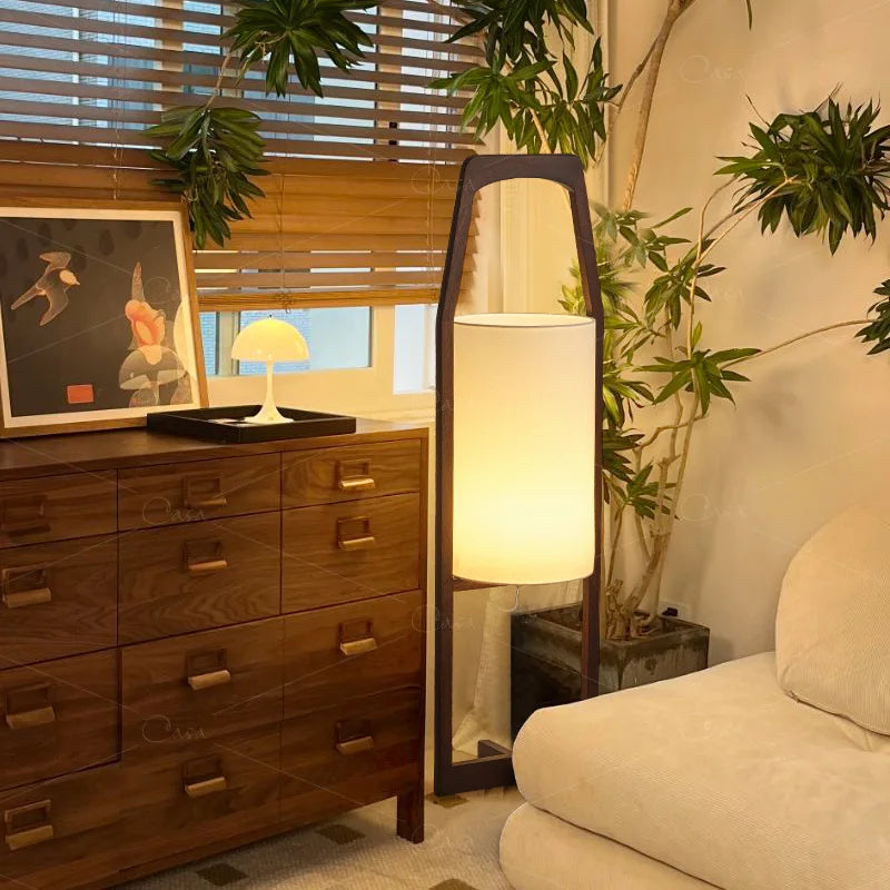  Retro Solid Wood Floor Lamp Simple Creative Lighting Fixtures Living Room Homestay Bedroom Study Vertical Floor Lamp