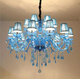 Nordic Luxury Blue Crystal LED Chandelier Restaurant Bedroom Coffee Shop Clothing Store Hotel Club Pendant Lamp Art Decor Light