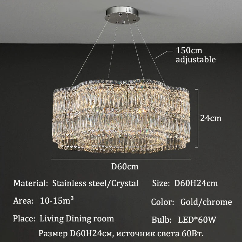 Modern Luxury LED Crystal Chandeliers Home Villa Decoration Living Dining Room Lighting Ceiling Pendant Lights Indoor Fixtures