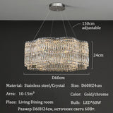 Modern Luxury LED Crystal Chandeliers Home Villa Decoration Living Dining Room Lighting Ceiling Pendant Lights Indoor Fixtures