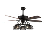 52” Retro Industrial Ceiling Fan 5 Light with Metal Lampshade and Remote Control for Living Room