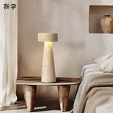Unique Stone Table Lamp with Japanese Wabi-Sabi Design for Bedroom Living Room and Study Room