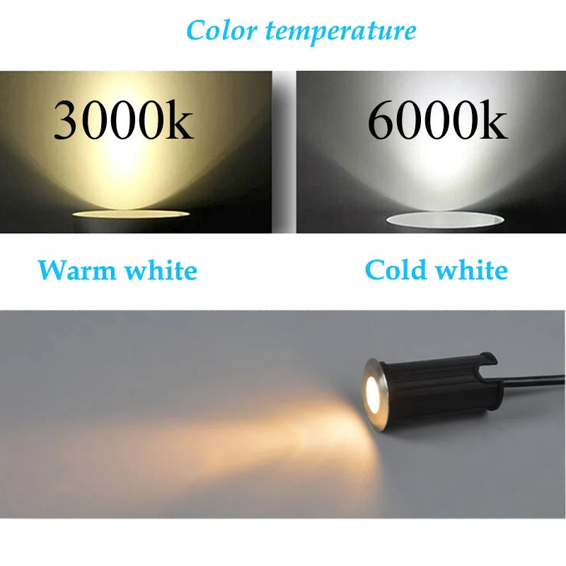 IP68 DC12V 220V 3W Outdoor Lighting for Garden Yard Step Stairs Floor Deck LED Recessed Inground Lamps LED Underground Spotlight