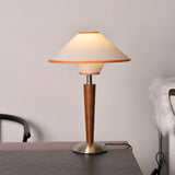 2025 New Design Table Lamp Desk Light E27 Bulb with Wood Bracket Fabric Lampshade