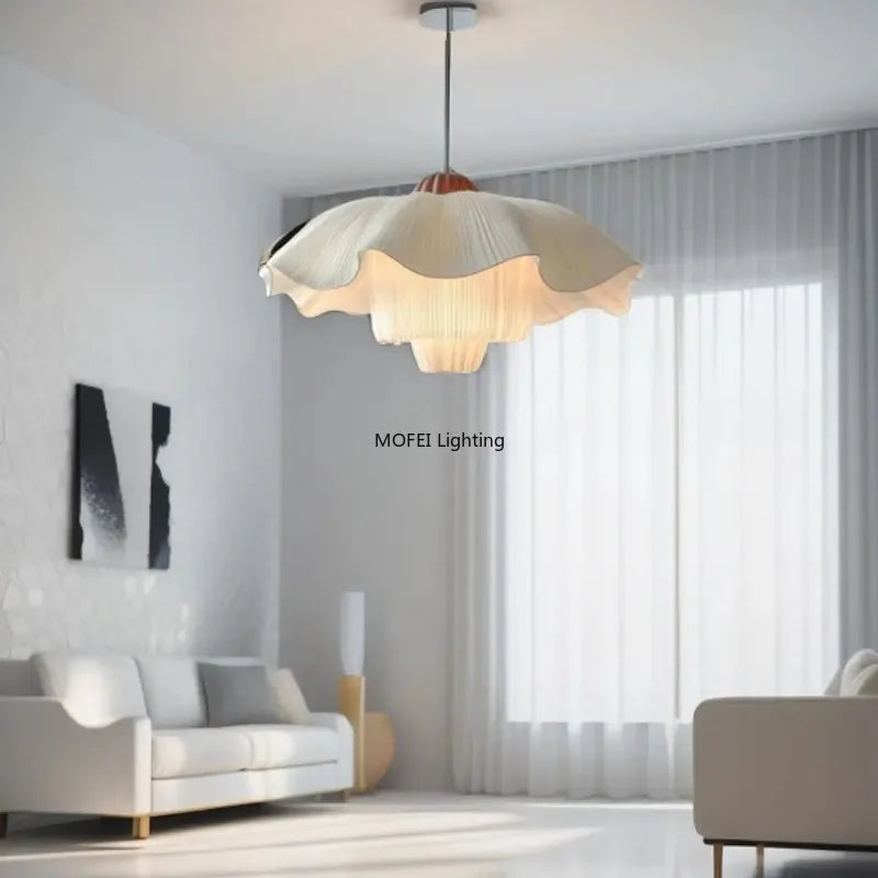 Nordic French Cream Style Petal Pendant Light - Romantic Flower Ceiling Chandelier Lamp Fixture for Living Room, Master Bedroom & Home Decor