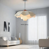 Nordic French Cream Style Petal Pendant Light - Romantic Flower Ceiling Chandelier Lamp Fixture for Living Room, Master Bedroom & Home Decor