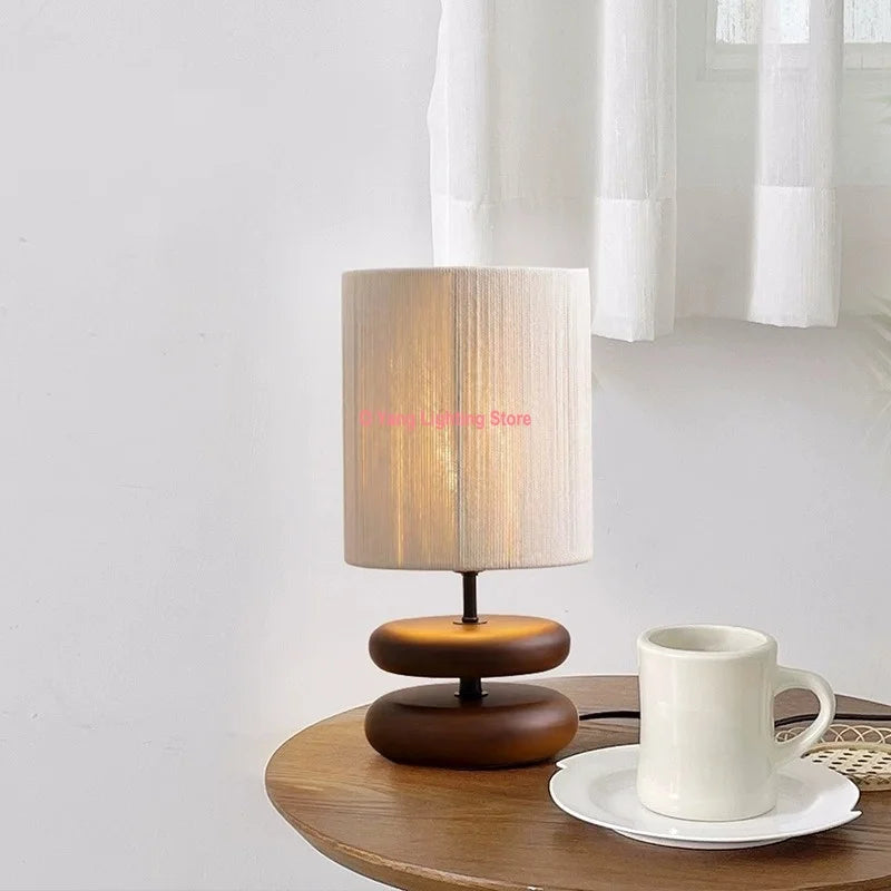 Wabi Sabi Style Solid Wood Designer Creative Walnut Base Living Room Study Bedroom Bedside Japanese Atmosphere Light