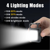Mini LED Flashlight Work Light Rechargeable Glare COB Keychain Light Portable Flashlight Outdoor Camping Small Light Corkscrew