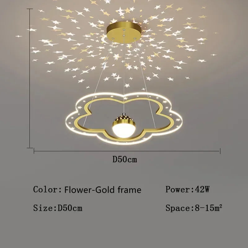 Modern Creative Star Children&#39;s Room LED Chandeliers for Bedroom Study Design Ring Lamp Home Decors Cartoon Warm Lighting Fixture