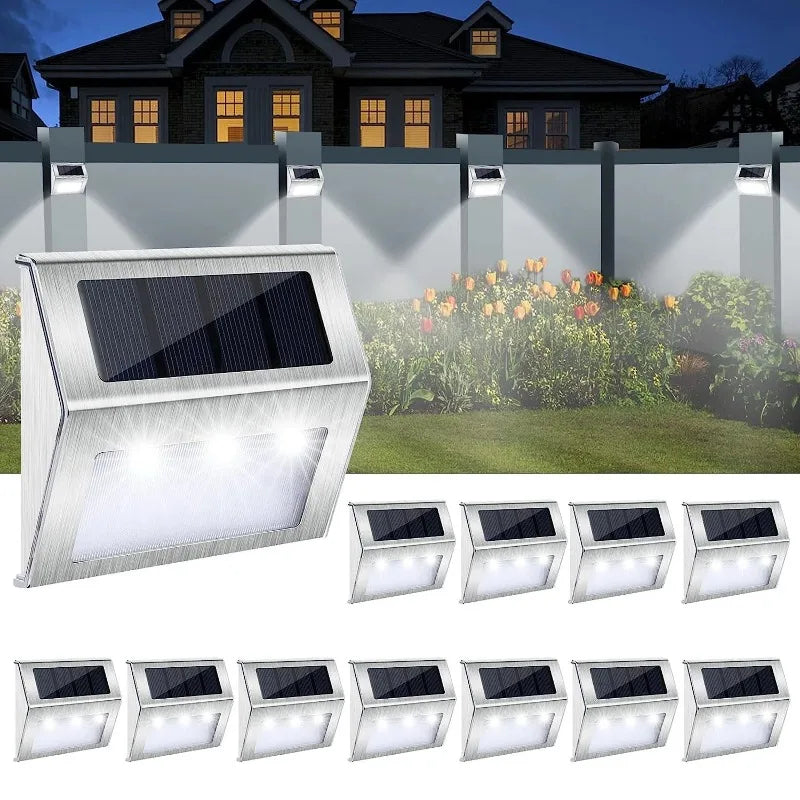 Stainless Steel Solar LED Deck Lights - Waterproof Outdoor Step & Stair Lamp for Backyard, Fence & Patio Pathway