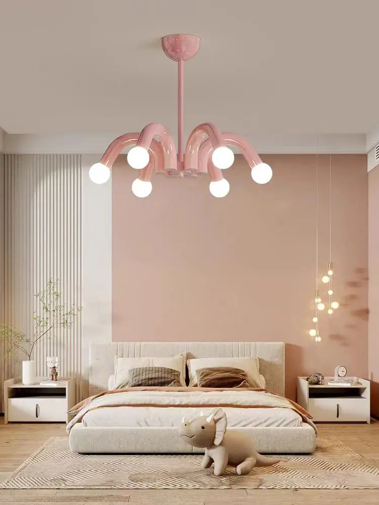Modern Metal E27 Pendant Light in Black, Beige, Blue & Pink - Art Deco Ceiling Hanging Lamp Fixture for Parlor, Bedroom & Dining Room