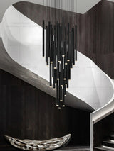 LED Modern Minimalist Long Strip Hanging Staircase Pendant Light Attic Pendent Lamp Villa Living Room Dining Room Chandelier