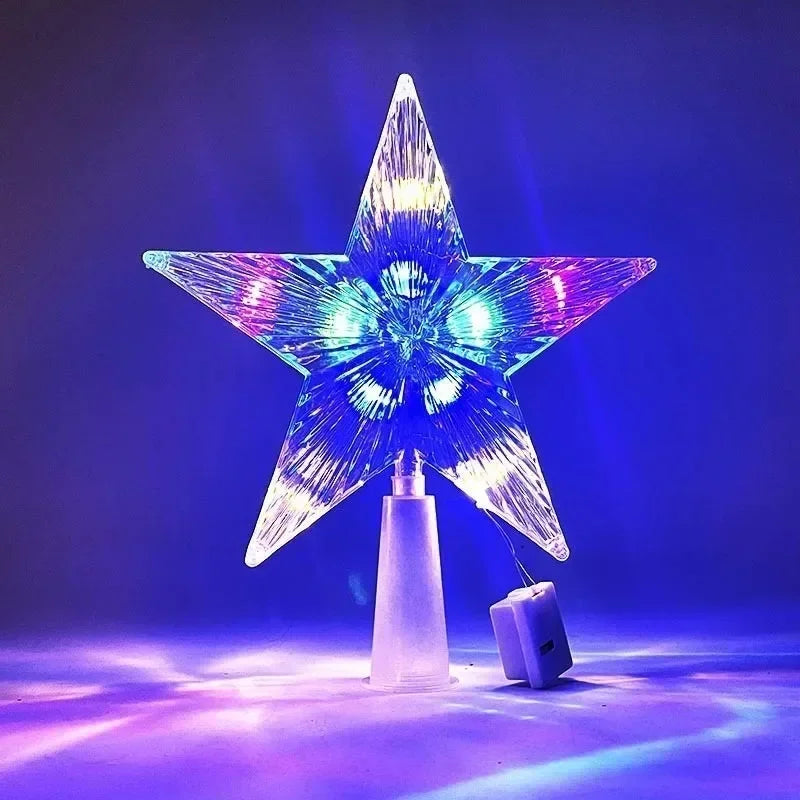 15/20cm Christmas Decoration LED Star Light Christmas Tree Pendant Ornaments for Home Decor Navidad New Year 2025 Gift Accessory