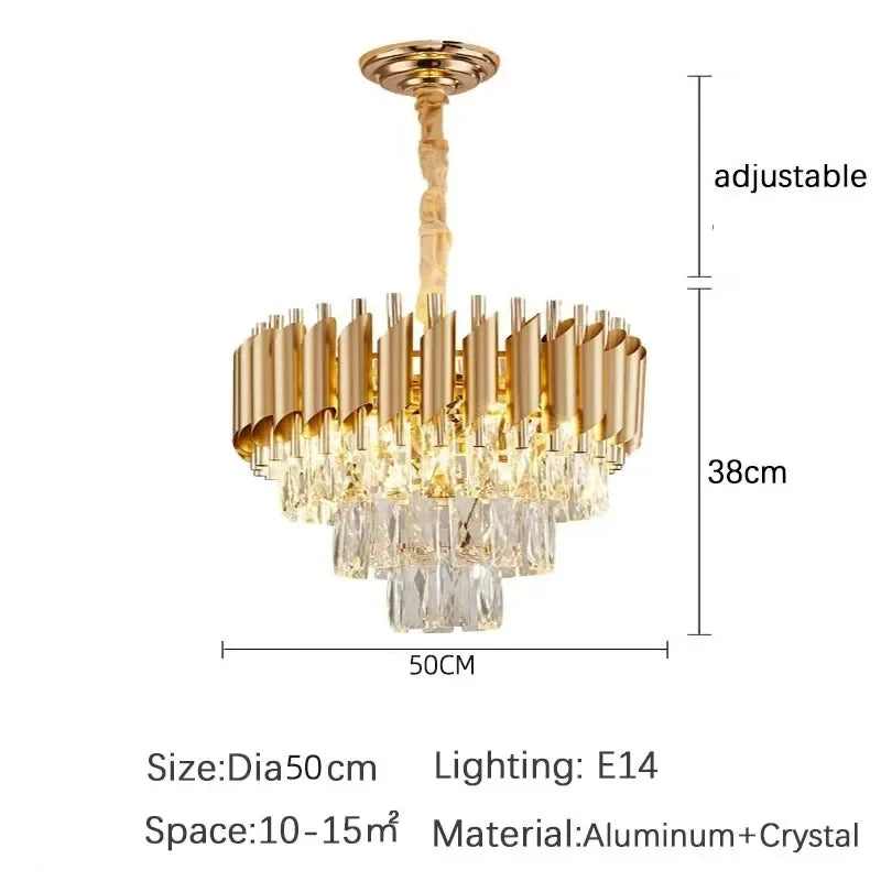 Luxury Crystal Pendant Lamp Modern Villa Living Room Lights Lustre Home Interior Decoration Dining Table Loft Ceiling Chandelier
