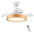 36 Inch Intergrate LED Ceiling Fan remote with Lighting with Round Solid Wood Shade Frame fan