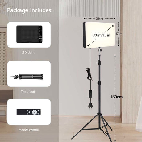 Photo Studio LED 2700k-5700k Video Fill Lamp Light Panel Photography Lighting With Tripod Stand Long Arm EU Plug For Live Stream