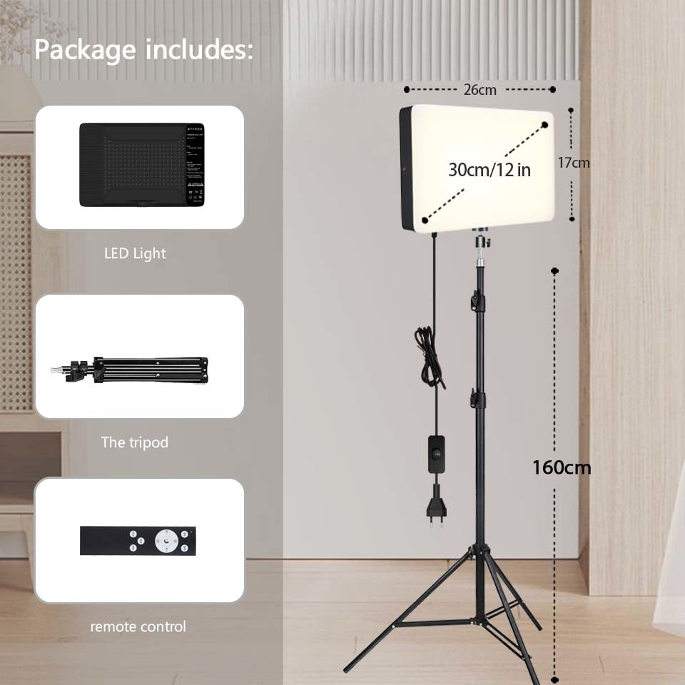 Photo Studio LED 2700k-5700k Video Fill Lamp Light Panel Photography Lighting With Tripod Stand Long Arm EU Plug For Live Stream