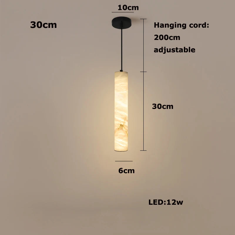 Elevate Your Dinning Room With Our Marble Cylinder Led Pendant Light Dimming Function White Linear Alabaster Gold Silver