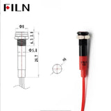 6mm mini 12v 24V LED Metal indicator light flat pilot light signal lamp red green blue orange white with 20cm cable