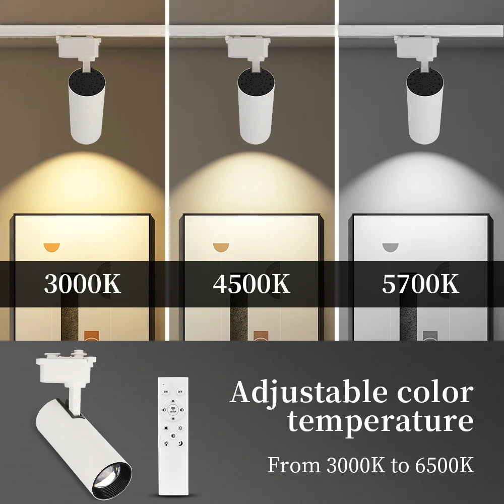 Remote Control Set LED Track Light Dimmable Ceiling Spotlight Rail Light Led Track Rail Spotlight Clothing Store Ceiling Lights
