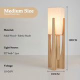 Solid Wood Floor Lamp Japanese Style for Living Room Hotel Teahouse Homestay Bedroom Sofa Corner Standing Light Bedside Table La