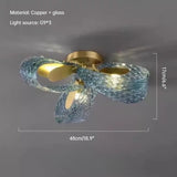 Creative All-copper Headboard Chandelier Light Luxury Individual All-copper Bedroom Blue Glass Lamp Indoor Home Decor G9 Bulb