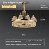 Building Home Atmosphere Living Room Postmodern Light Luxury Double-Layer Crystal Chandelier Villa Building Duplex Pendant Light