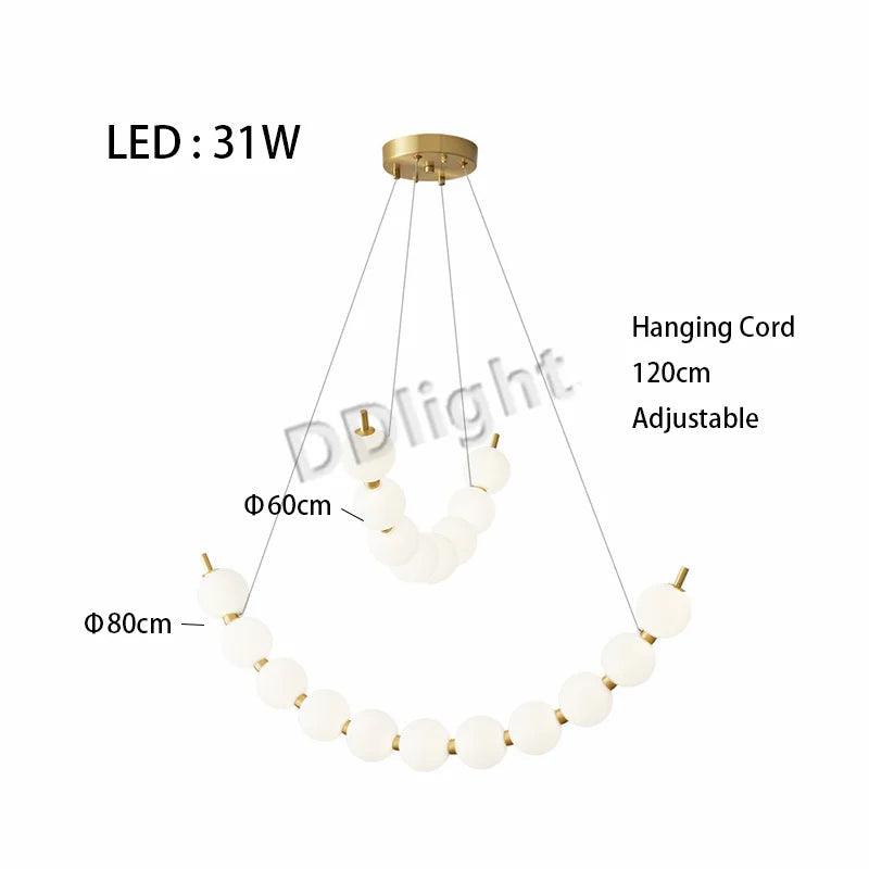 2025 Modern Magic Bean LED Ceiling Chandeliers All Copper White Ball Lustres Hanging Lights Home Decor Suspension Light Fixtures