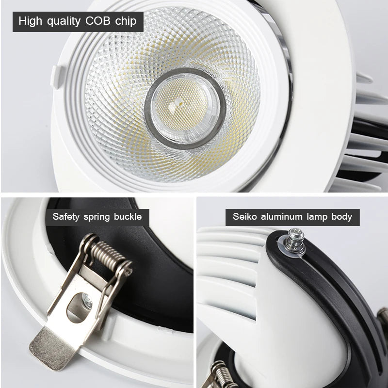 Recessed Led Downlight 7W COB Spot lights led 12W 18W Ceiling lamps 220V 110V LED Spot Lighting For Indoor Recessed LED lamp
