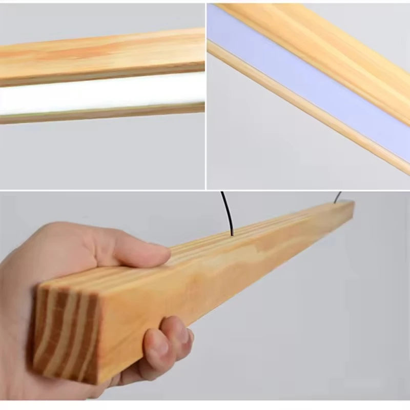 Nordic Walnut Solid Wood Pendant Light LED for Dining Tables, Study Rooms, Bar Counters, Office Desks, Indoor Home Lighting