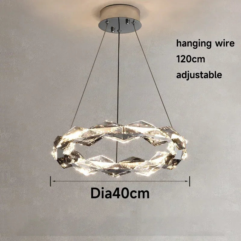 Chrome Modern Crystal Chandelier - Luxury LED Hanging Light for Living Room