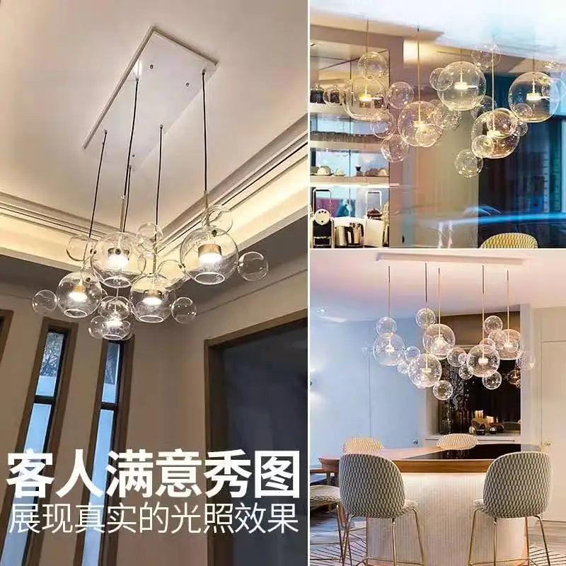 Nordic Mickey Chandelier Bubble Ball Led Pendant Lights Creative Personality Restaurant Kitchen Glass Ball Bar Indoor Lighting
