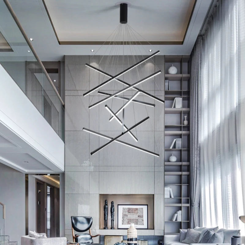 Modern Led Chandeliers Living Dining Room Kitchen Lighting Decor Lustre Pendant Lamp Indoor Duplex Hall Hanging Lights Fixture